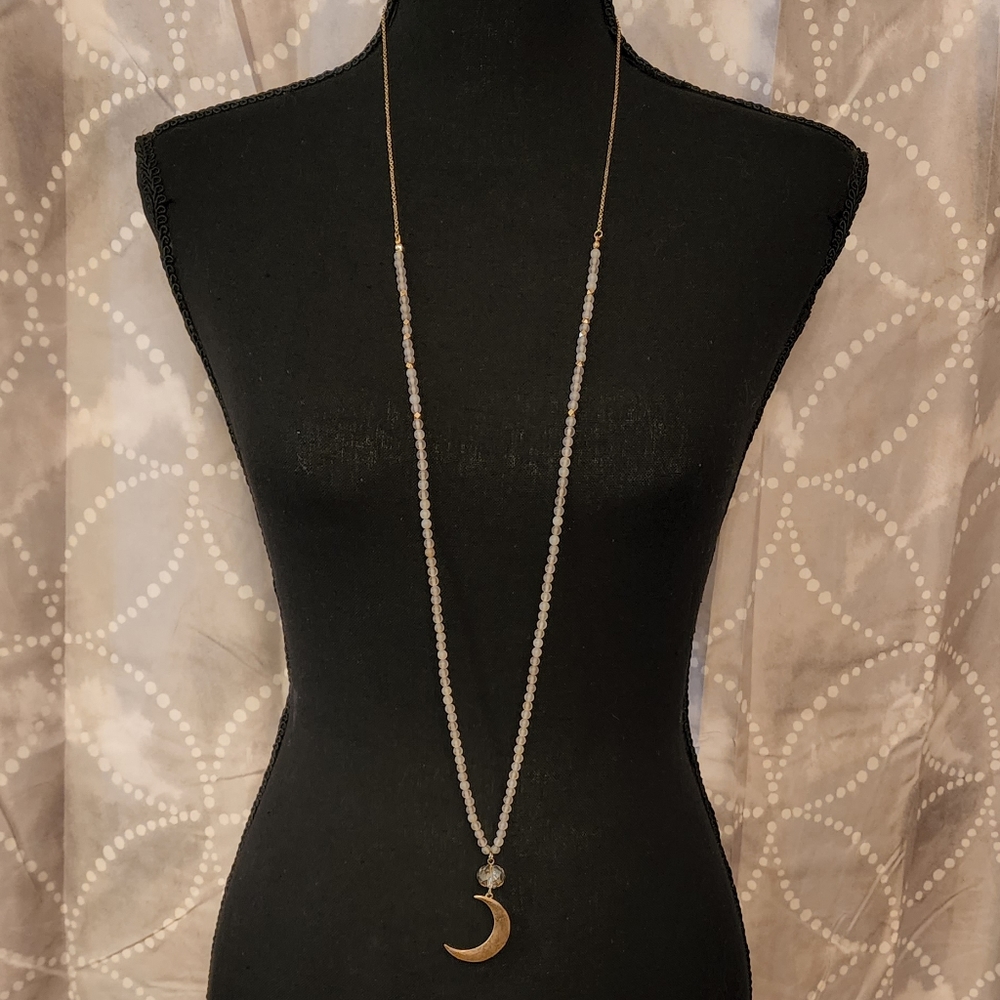 Canvas brand, Women's gold tone beaded moon necklace